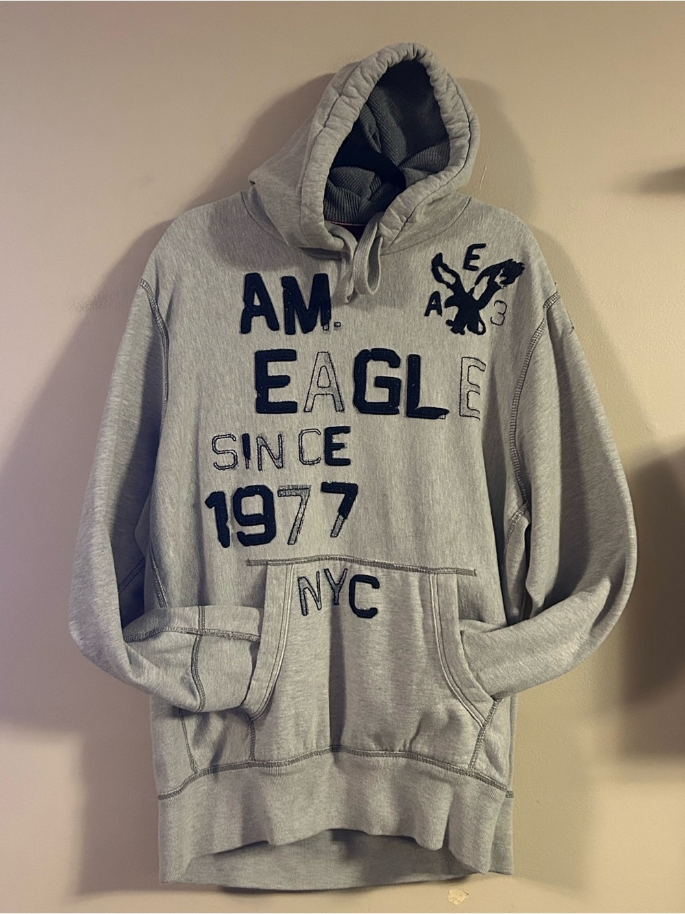 American Eagle Classic Fit XXL Gray Logo Pullover Hoodie